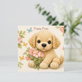 Puppyfeest aangepaste bloemvlinder kaart