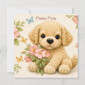 Puppyfeest aangepaste bloemvlinder kaart (Voorkant)