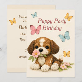 Puppyfeest Verjaardag Bloemvlinder Kaart