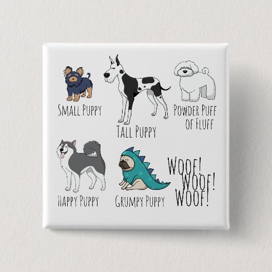 Puppygedicht Schattigee hondenillustraties Vierkante Button 5,1 Cm (Voorkant)