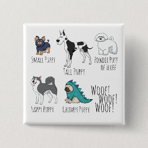 Puppygedicht Schattigee hondenillustraties Vierkante Button 5,1 Cm