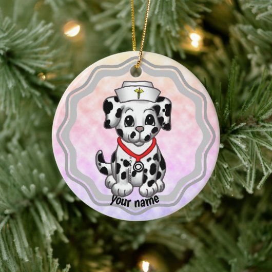 Puppyhondenverpleegkundige Keramisch Ornament (Boom)