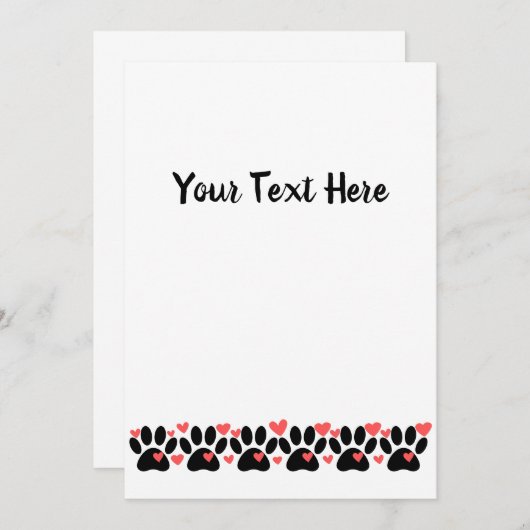 Puppyleenpoten en rode hartenstrook kaart (Voorkant / Achterkant)