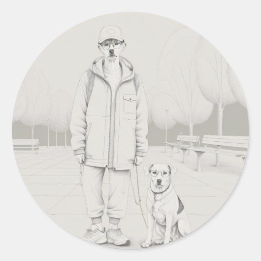 PuppyMan Classic Ronde Stickers (Voorkant)