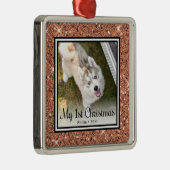 Puppy's 1e kerstfoto metalen ornament (Rechts)
