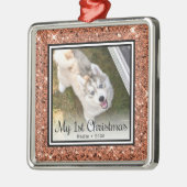 Puppy's 1e kerstfoto metalen ornament (Links)