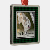 Puppy's 1e kerstfoto metalen ornament (Rechts)