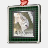 Puppy's 1e kerstfoto metalen ornament (Links)