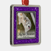 Puppy's 1e kerstfoto metalen ornament (Rechts)