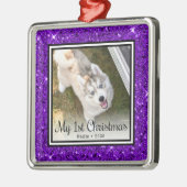 Puppy's 1e kerstfoto metalen ornament (Links)