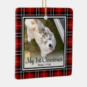Puppy's 1e Kerstmis 2 Foto Keramisch Ornament (Rechts)