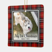 Puppy's 1e Kerstmis 2 Foto Keramisch Ornament (Links)