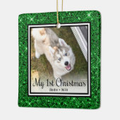 Puppy's 1e Kerstmis 2 Foto Keramisch Ornament (Links)