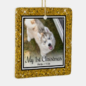 Puppy's 1e Kerstmis 2 Foto Keramisch Ornament (Rechts)