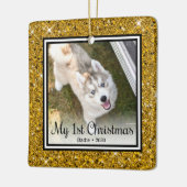 Puppy's 1e Kerstmis 2 Foto Keramisch Ornament (Links)