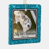 Puppy's 1e Kerstmis 2 Foto Keramisch Ornament (Rechts)