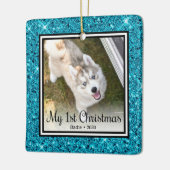 Puppy's 1e Kerstmis 2 Foto Keramisch Ornament (Links)