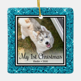 Puppy's 1e Kerstmis 2 Foto Keramisch Ornament