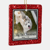Puppy's 1e Kerstmis 2 Foto Keramisch Ornament (Rechts)