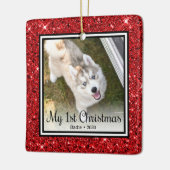 Puppy's 1e Kerstmis 2 Foto Keramisch Ornament (Links)