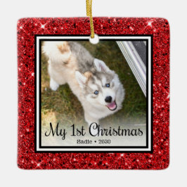 Puppy's 1e Kerstmis 2 Foto Keramisch Ornament
