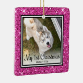 Puppy's 1e Kerstmis 2 Foto Keramisch Ornament (Rechts)