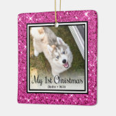 Puppy's 1e Kerstmis 2 Foto Keramisch Ornament (Links)