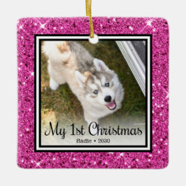 Puppy's 1e Kerstmis 2 Foto Keramisch Ornament