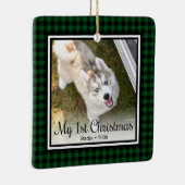 Puppy's 1e Kerstmis 2 Foto Keramisch Ornament (Rechts)