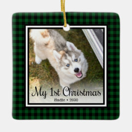Puppy's 1e Kerstmis 2 Foto Keramisch Ornament