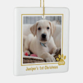 Puppy's 1e Kerstmis Foto Ornament (Rechts)