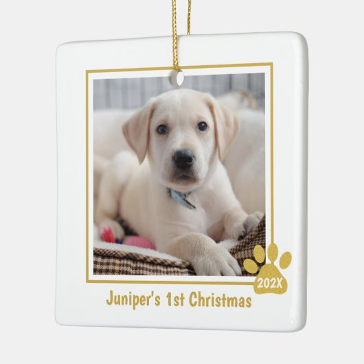 Puppy's 1e Kerstmis Foto Ornament (Links)