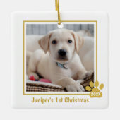 Puppy's 1e Kerstmis Foto Ornament (Voorkant)