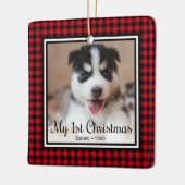 Puppy's 1e Kerstmis Keramisch Ornament (Links)