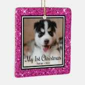 Puppy's 1e Kerstmis Keramisch Ornament (Rechts)