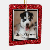 Puppy's 1e Kerstmis Keramisch Ornament (Rechts)