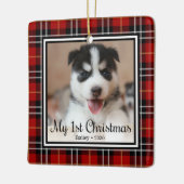 Puppy's 1e Kerstmis Keramisch Ornament (Links)