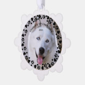 Puppy's 1e Kerstmis Wit & Groen Pet Paw Prints Ornament Kaart (Links)