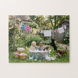 Puppy's doen de was legpuzzel