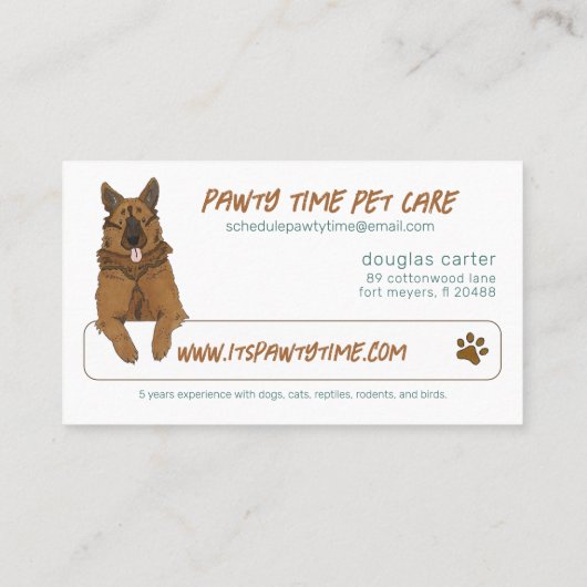 Puppys Dog Walker Pet Services Visitekaartje (Achterkant)