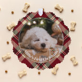 Puppy's eerste kerst dubbelzijdige foto ornament kaart