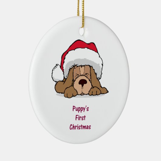 Puppy's eerste kerst keramisch ornament (Rechts)