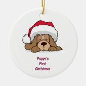 Puppy's eerste kerst keramisch ornament (Voorkant)