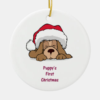 Puppy's eerste kerst keramisch ornament