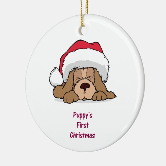 Puppy's eerste kerst keramisch ornament (Links)