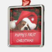 Puppy's eerste kerst metalen ornament (Links)
