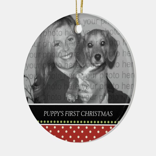 Puppy's eerste kerstboomversieringen keramisch ornament (Links)