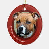 Puppy's eerste kerstfeest (Amerikaans Staffordshir Keramisch Ornament (Links)