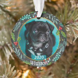 Puppy's eerste kerstfoto ornament