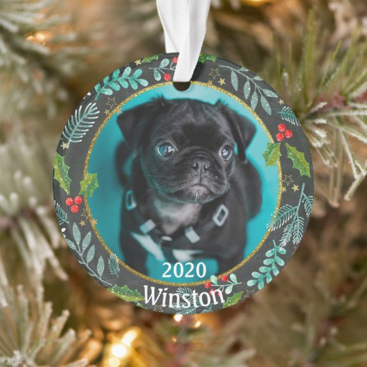 Puppy's eerste kerstfoto ornament (Boom)